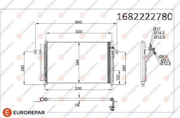 EUROREPAR 1682222780 - Конденсатор кондиционера autosila-amz.com