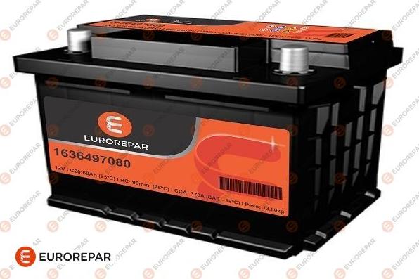 EUROREPAR 1636497380 - Стартерная аккумуляторная батарея, АКБ autosila-amz.com