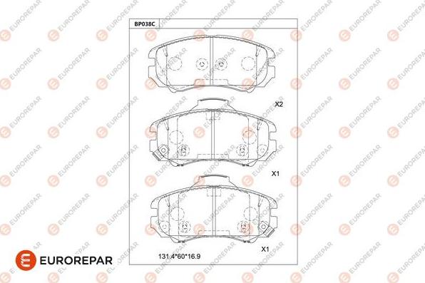 EUROREPAR 1677812680 - Тормозные колодки, дисковые, комплект autosila-amz.com