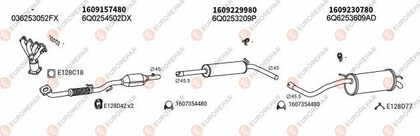 EUROREPAR EXH102802 - Система выпуска ОГ autosila-amz.com