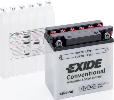 Exide 12N9-3B - Аккумулятор для мототехники EXIDE BIKE 12V 9AH 90A (JIS) 137x76x140mm 2.7kg autosila-amz.com