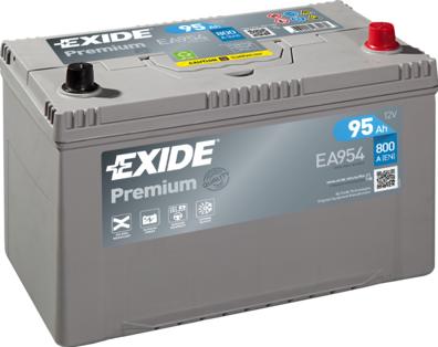Exide EA954 - EXIDE EA954 PREMIUM_аккумуляторная батарея! 19.5/17.9 евро 95Ah 800A 306/173/222 CARBON BOOST\ autosila-amz.com