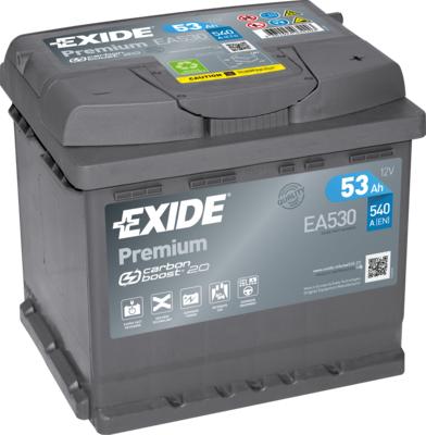 Exide EA530 - аккумуляторная батарея! 19.5/17.9 евро 53Ah 540A 207/175/190 CARBON BOOST\ autosila-amz.com