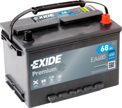 Exide _EA680 - Аккумулятор EXIDE PREMIUM CARBON BOOST 12V 68AH 650A ETN 0(R+) B13 277x175x190mm 17kg autosila-amz.com