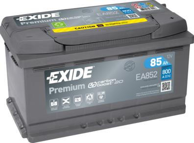 Exide EA852 - Аккумулятор EXIDE Premium 85A/ч (обратная полярность)12V 800A (315х175х175) autosila-amz.com