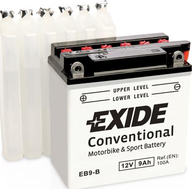 Exide EB9-B - EB9-B_аккумуляторная батарея! рус 9Ah 100A 135/75/140 moto сухозар. с упаков. электролита\ autosila-amz.com