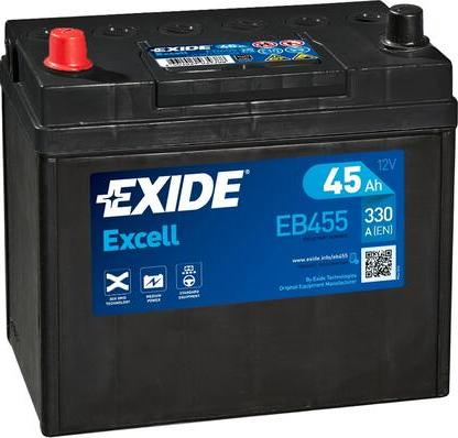 Exide EB455 - EXIDE EB455 EXCELL_аккумуляторная батарея! 19.5/17.9 рус 45Ah 330A 237/127/227\ autosila-amz.com