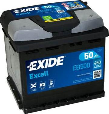 Exide EB500 - EXIDE EB500 EXCELL_аккумулторна батаре! 19.5/17.9 евро 50Ah 450A 207/175/190\ autosila-amz.com