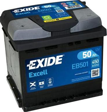 Exide EB501 - EXIDE EB501 EXCELL_аккумуляторная батарея! 19.5/17.9 рус 50Ah 450A 207/175/190\ autosila-amz.com