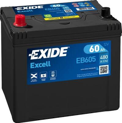Exide EB605 - аккумуляторная батарея! 19.5/17.9 рус 60Ah 480A 230/173/222\ autosila-amz.com