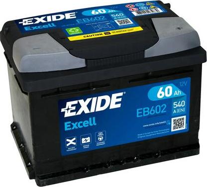 Exide EB602 - Аккумуляторная батарея EXCELL (12V 60Ah 540A B13) 242x175x175mm Полярность ETN 0 (-/+) Тип клеммы 1( autosila-amz.com
