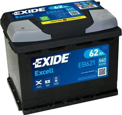 Exide EB621 - аккумуляторная батарея! 19.5/17.9 рус 62Ah 540A 242/175/190\ autosila-amz.com