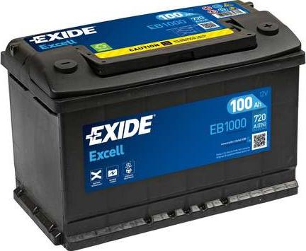 Exide EB1000 - Аккумулятор EXIDE 12В 100Ач/720A (EN) EXCELL (P+ (en) en) 315x175x205 B13 (пуск) autosila-amz.com