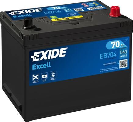 Exide EB704 - EXIDE EB704 Аккумулятор Excell 12V 70Ah 540A 266х172х223 полярность ETN0 клемы EN крепление B9 autosila-amz.com