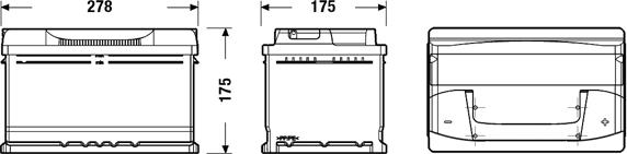 Exide EB712 - АКБ EXIDE 71 А/Ч 670A (EN) ~ (обратная полярность) низкий 175 autosila-amz.com