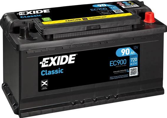 Exide EC900 - Аккумуляторная батарея CLASSIC (12V 90Ah 720A B13) 353x175x190mm Полярность ETN 0 (-/+) Тип клеммы 1 autosila-amz.com