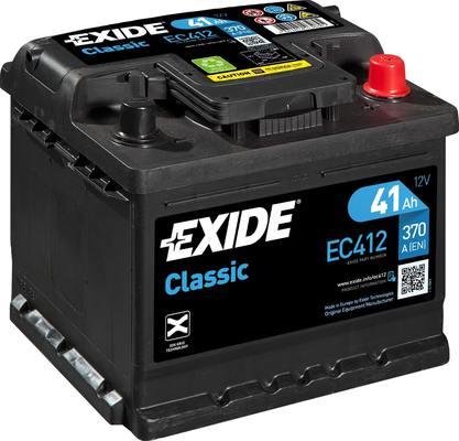 Exide EC412 - EXIDE EC412 CLASSIC_аккумуляторная батарея! 19.5/17.9 евро 41Ah 370A 207/175/175 autosila-amz.com