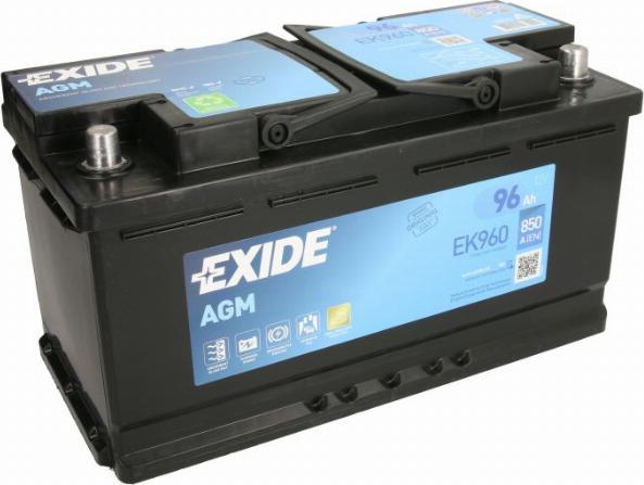 Exide EK960 - Аккумулятор EXIDE MICRO-HYBRID Start-Stop AGM 96А/ч (-/+) 12V 850 A EN 353x175x190 autosila-amz.com