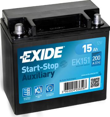 Exide EK151 - Стартерная аккумуляторная батарея, АКБ autosila-amz.com