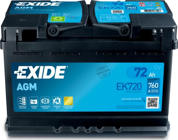 Exide EK720 - Аккумуляторная батарея MICRO-HYBRID AGM NEW! 12V 70Ah 760A B13 autosila-amz.com