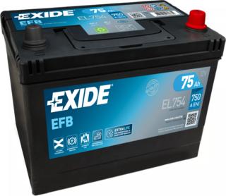 Exide EL754 - Аккумулятор EXIDE 12В 75Ач/750A EFB (P+ (en) en) 270x173x222 B0 (пуск) autosila-amz.com