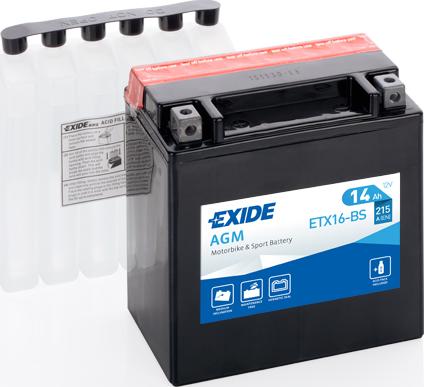 Exide ETX16-BS - аккумулятор! рус 14Ah 215A 150/90/160 moto AGM сухозар. с упаковкой электролита\ autosila-amz.com