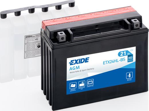 Exide ETX24HL-BS - аккумулятор! евро 21Ah 350A 205/90/165 moto AGM сухозар. с упаковкой электролита\ autosila-amz.com