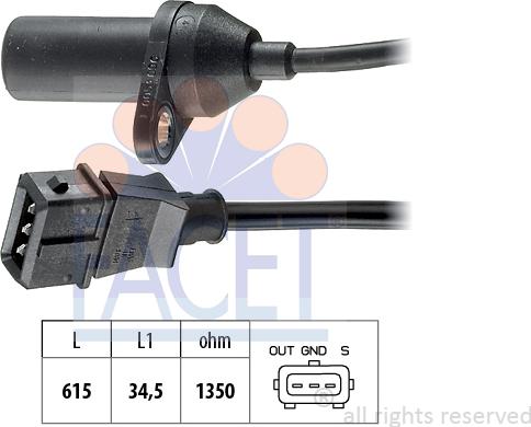 FACET 9.0053 - Датчик импульсов, коленвал autosila-amz.com