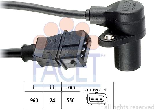 FACET 9.0087 - Датчик импульсов, коленвал autosila-amz.com