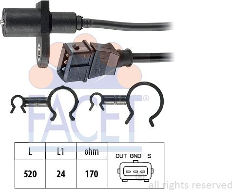 FACET 9.0397 - Датчик импульсов, коленвал autosila-amz.com