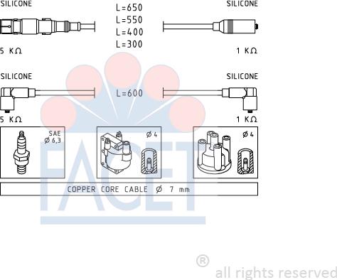 FACET 4.9933 - Комплект проводов зажигания autosila-amz.com