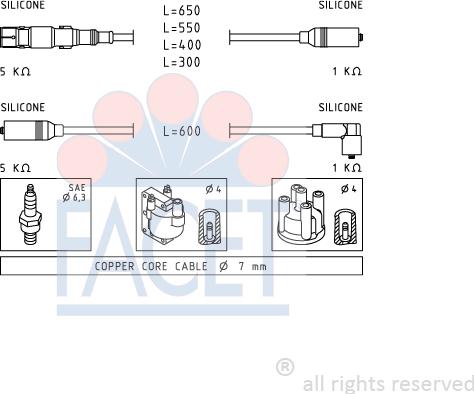 FACET 4.9932 - Комплект проводов зажигания autosila-amz.com