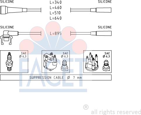 FACET 4.9499 - Комплект проводов зажигания autosila-amz.com