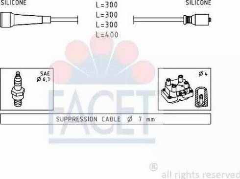 FACET 4.9492 - Комплект проводов зажигания autosila-amz.com