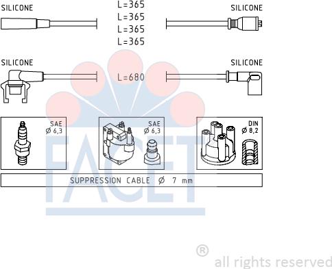 FACET 4.9497 - Комплект проводов зажигания autosila-amz.com