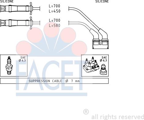 FACET 4.9446 - Комплект проводов зажигания autosila-amz.com