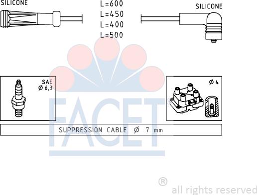 FACET 4.9447 - Комплект проводов зажигания autosila-amz.com