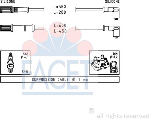 FACET 4.9451 - Комплект проводов зажигания autosila-amz.com