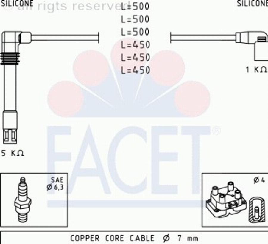 FACET 4.9458 - Комплект проводов зажигания autosila-amz.com