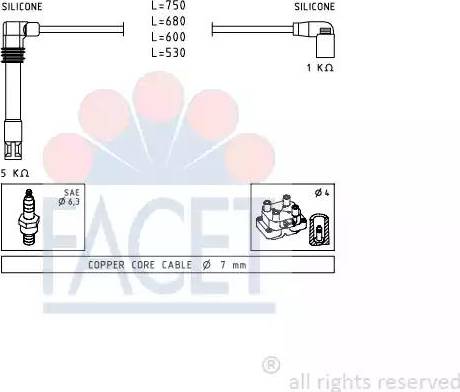 FACET 4.9468 - Комплект проводов зажигания autosila-amz.com