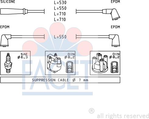 FACET 4.9413 - Комплект проводов зажигания autosila-amz.com