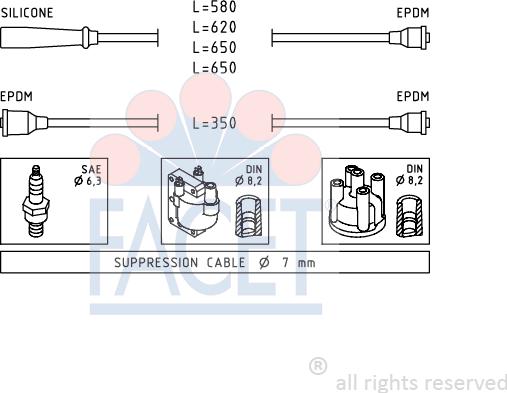 FACET 4.9417 - Комплект проводов зажигания autosila-amz.com
