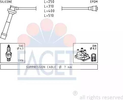 FACET 4.9434 - Комплект проводов зажигания autosila-amz.com