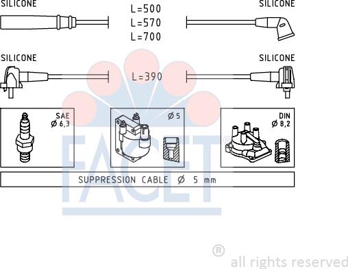 FACET 4.9436 - Комплект проводов зажигания autosila-amz.com