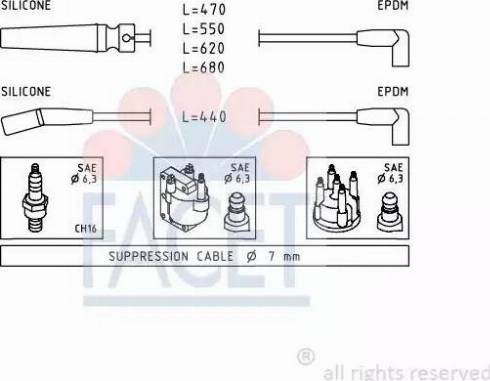 FACET 4.9433 - Комплект проводов зажигания autosila-amz.com