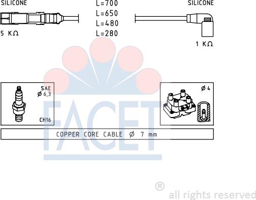 FACET 4.9479 - Комплект проводов зажигания autosila-amz.com