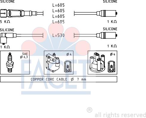 FACET 4.9549 - Комплект проводов зажигания autosila-amz.com