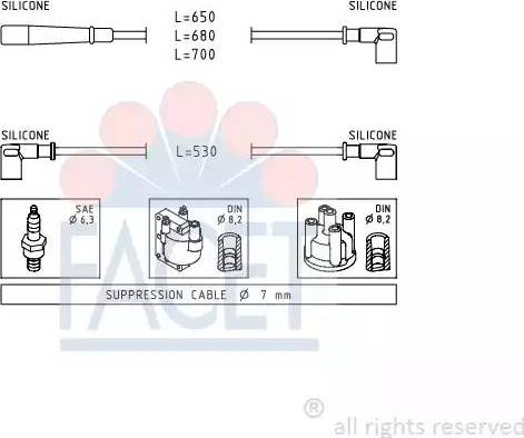 FACET 4.9554 - Комплект проводов зажигания autosila-amz.com