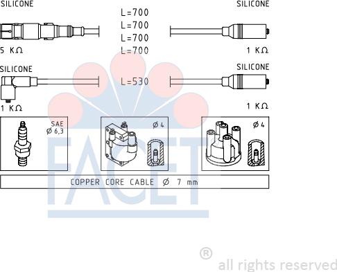 FACET 4.9551 - Комплект проводов зажигания autosila-amz.com