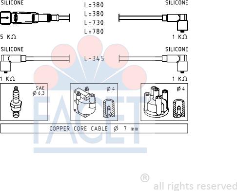 FACET 4.9569 - Комплект проводов зажигания autosila-amz.com